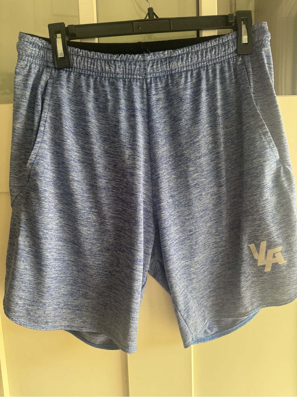 YoungLA Heathered Blue Athletic Shorts with Logo